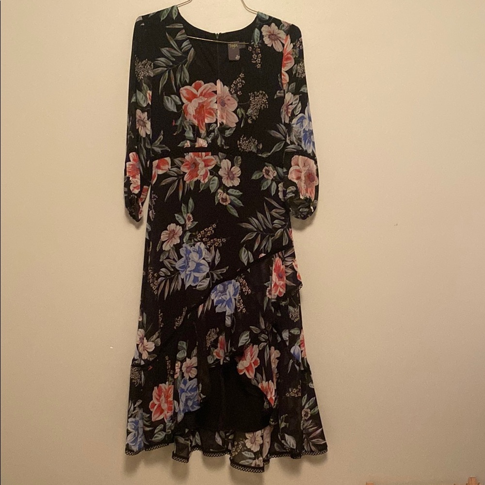 Taylor Black Floral Long Sleeve Dress